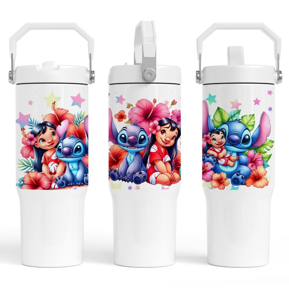 Custom Personalized Disney Lilo & Stitch 30 oz tumbler with handle flip straw. B